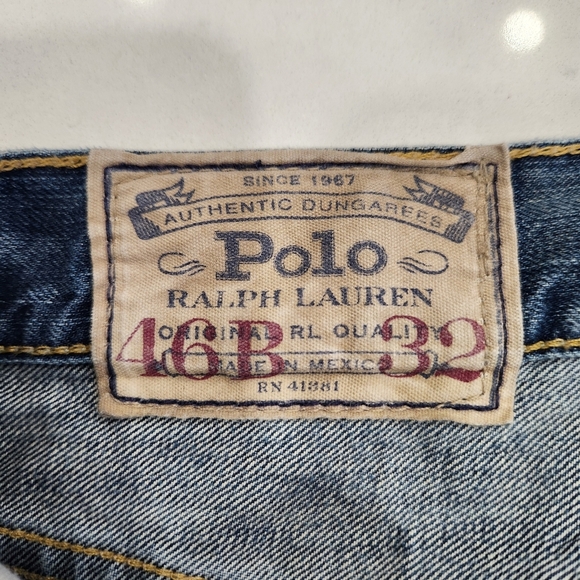 Vintage Polo Ralph Lauren Jeans Mens 46x32 Blue Big Medium Wash Straight Leg - Picture 6 of 16